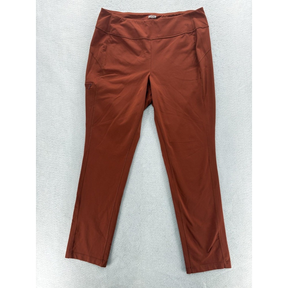 Duluth NoGA Classic Slim Leg Pants Womens Lx31 Brown Stretch Nylon Workwear Camp